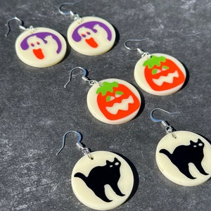Halloween Sugar Cookie Earrings - Halloween Earrings - Holiday Cookie Earrings - Lightweight Dangle Earrings - Halloween Jewelry