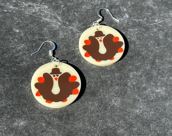 Thanksgiving Sugar Cookie Earrings - Turkey Earrings - Holiday Cookie Earrings - Lightweight Dangle Earrings - Fall Jewelry