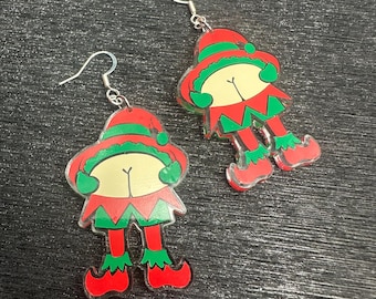 Mooning Elf Novelty Earrings - Quirky Earrings for Holiday Parties or Gift Exchanges