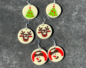 Christmas Sugar Cookie Earrings - Christmas Earrings - Winter Holiday Cookie Earrings - Lightweight Dangle Earrings - Winter Jewelry