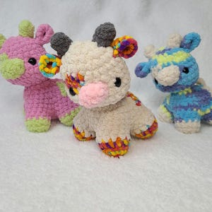 Crocheted Mini Cow Plushie - 7inches, Handmade