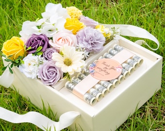 Soap flowers Cash gift bouquet box - Mixed blossom - Cash Roll type