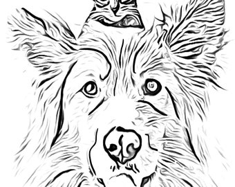 Dog and kitten coloring page