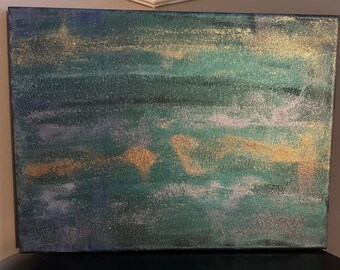 Iridescent metallic glitter painting