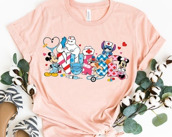 Disney Nurse Characters Shirt, Disney Nurse T-shirt, Nursing School Student Gift, Nurse's Day 2023 Shirt, gift for nurse