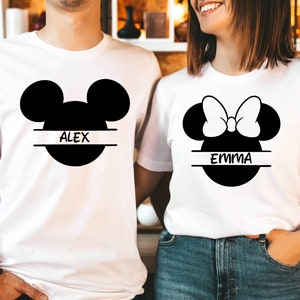 Custom Minnie and Mickey Shirts, Disney Couples T-Shirt, Matching Family Tee, Personalized Name Monogram Minnie and Mickey Shirt, Disney Tee