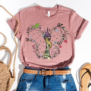 Tangled T-Shirt, Rapunzel&#39;s Tower shirt, Princess Castle Mickey Mouse Floral Sweatshirt, Matching Family Vacation Tee