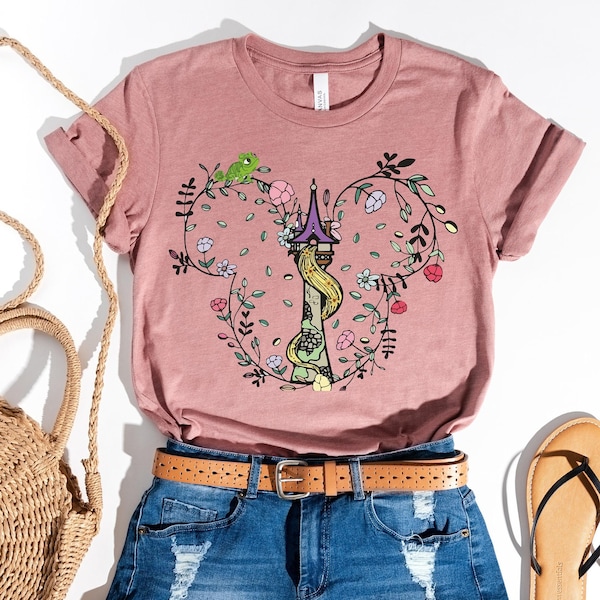 Tangled T-Shirt, Rapunzel's Tower shirt, Princess Castle Mickey Mouse Floral Sweatshirt, Matching Family Vacation Tee