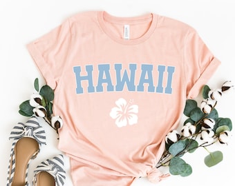 Hawaii T-Shirt Home State Tees Women's Shirts Oversized T-shirt Beach Shirt Summer Tee Honolulu Tee Hibiscus Flower Shirt