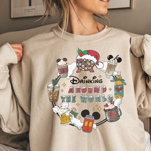 Drinking Around The World T-shirt, Disney Drinking Sweatshirt, Funny Christmas Shirt, Day Drinking Shirt, Sarcastic, Funny Disney gift Tees