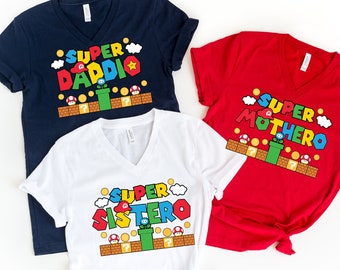 Custom Super Mario Birthday Shirt, Super Mario Family T-Shirts, Custom Birthday Shirt, Super Mario Family Custom Shirts, Super Mario Shirt