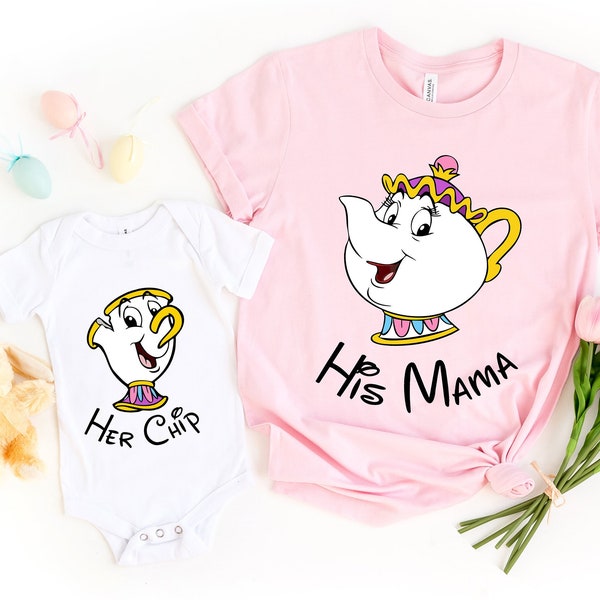 Disney Mrs. Potts and Chip Shirt, His Mama Her Chip, Mother and Son T-Shirt, Couples Tee, Disneyland Family Trip Unisex Shirt
