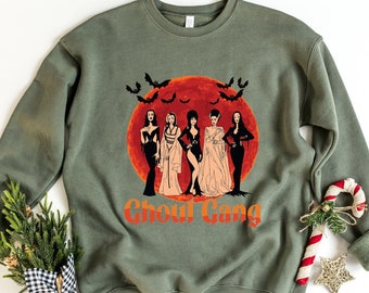Ghoul Gang Villains Squad Shirt, Elvira Morticia Vampira Lily Sweatshirt, Goth Queens Shirt, Halloween Gift, Halloween Horror Vintage Tee