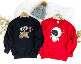 Wall·E Disney Couple T-Shirt, Romantic Eve & Wall·E Graphic Tee, Cute Disney Matching Shirt, Funny Disneyland Magic Kingdom Gift Sweatshirt