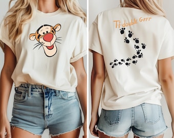 Retro Tigger Sweatshirt, Funny Double Grrr Graphic Shirt, Winnie the Pooh Inspired Disney Family Trip Shirt, Disneyland Vacation Gift Shirt