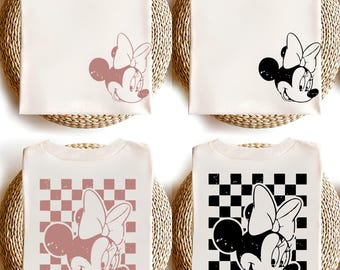 Retro Minnie Mouse T-shirt, Checkered Minnie Mouse T-shirt, Disneyland Minnie T-shirt, Minnie Mouse Shirt, Checkered Disney Shirt