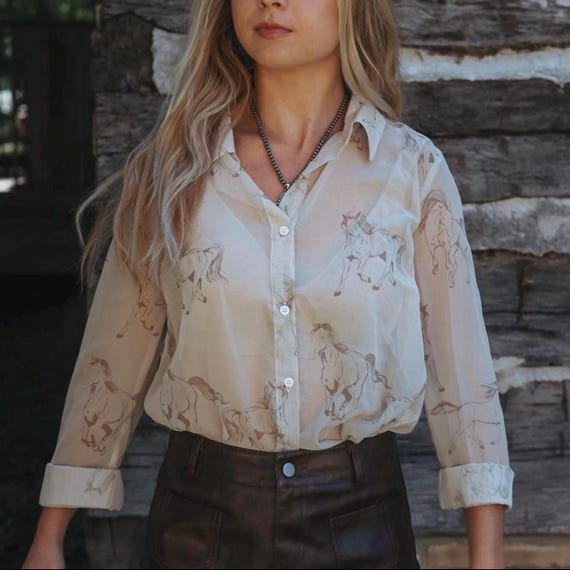horse dress shirt Wrangler George Strait Horse Print Button Down One Pocket Shirt | SHIRTS