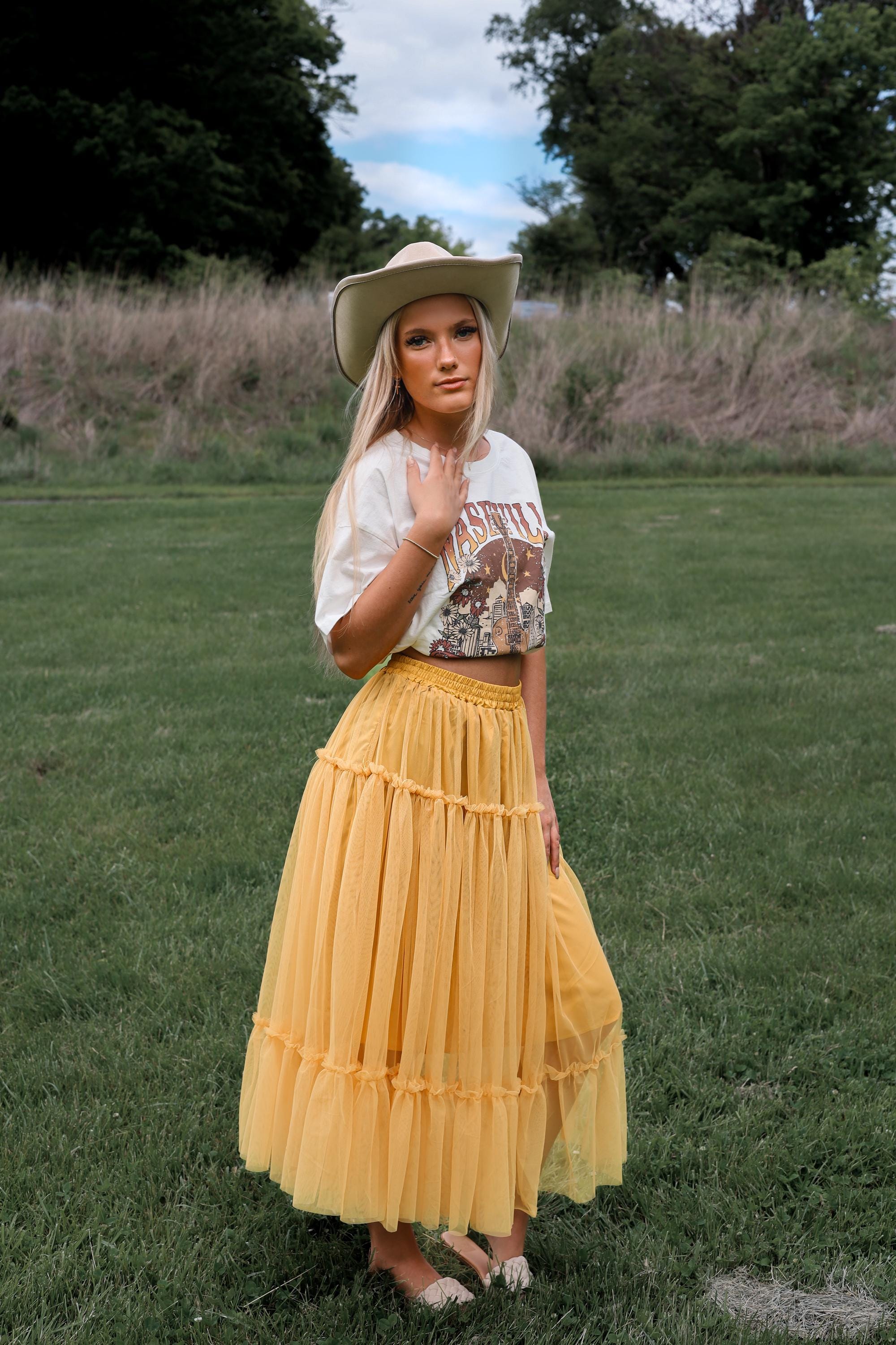 Country Tiered Midi Skirt - Bohemian Western Concert Outfit Country Tiered Midi Skirt - Bohemian Western Concert Outfit