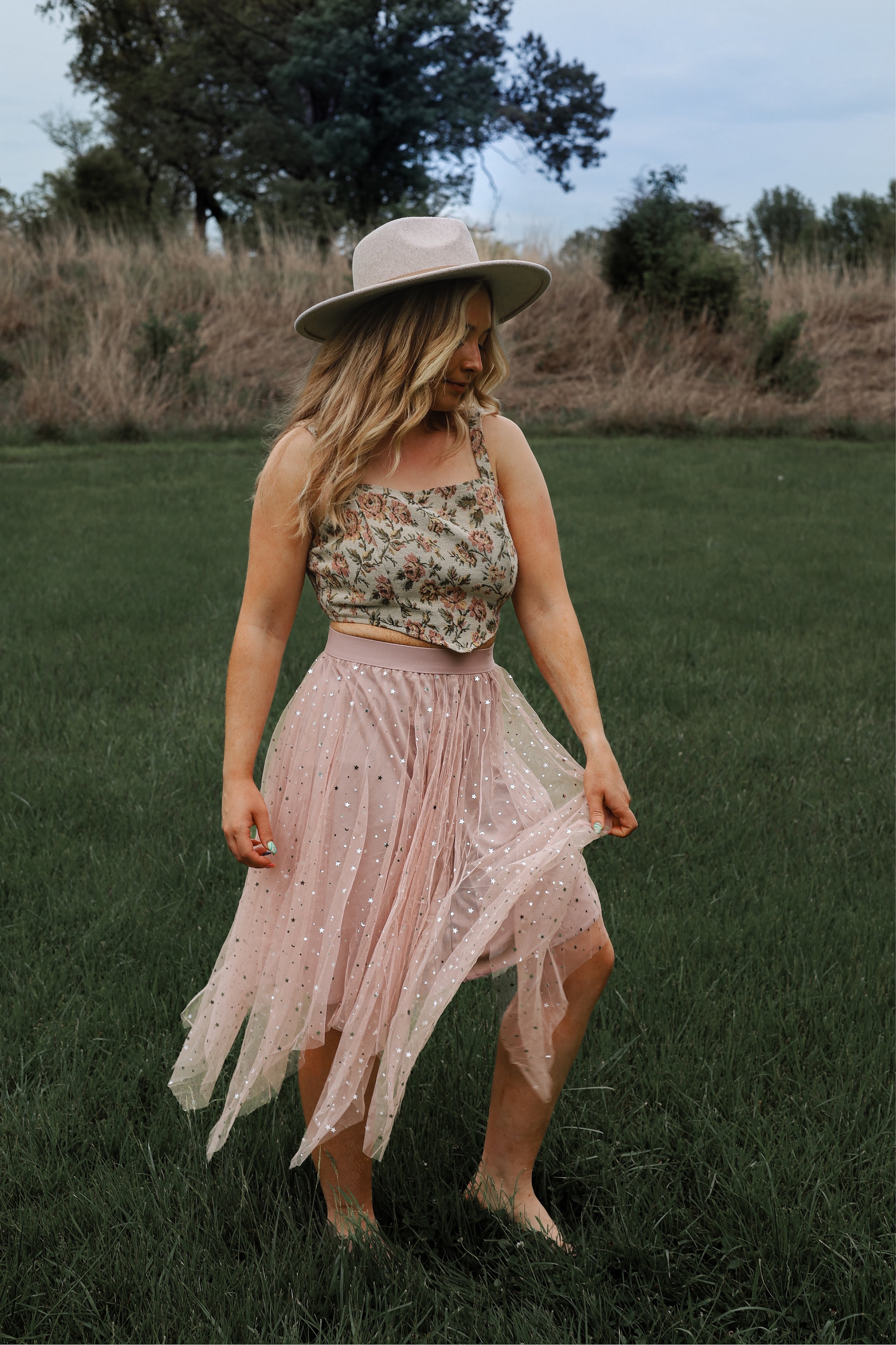 Rosalie Pink Sparkle Skirt Western Lace Party Guest Vineyard Concert Midi Festival Cowgirl Ethereal Boho Photoshoot Outfit