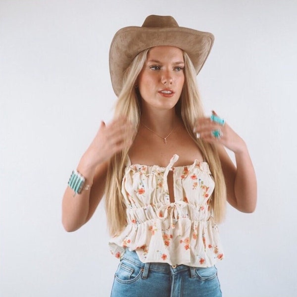 Magnolia Tiered Top Southern Belle Summer Gauzy Boho Tank Folk Western Cowgirl Blouse Top Women’s Cowgirl Vintage Modern Outfit