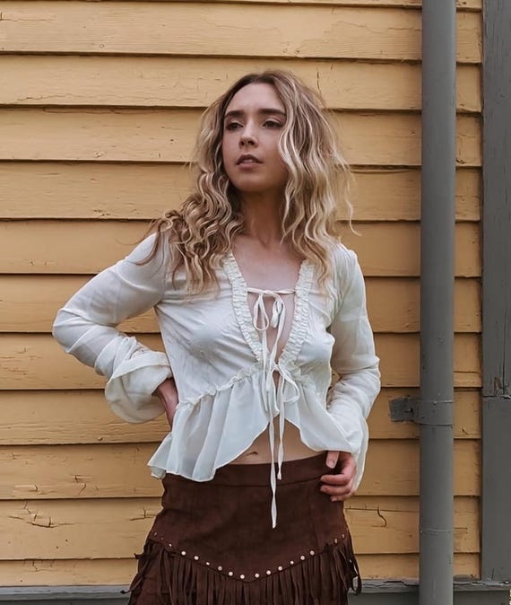 White Country Lace Top, Aveline Embroidered Prairie Chiffon Linen