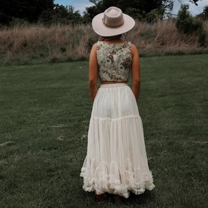 Long Victorian Cowgirl Skirt | Heirloom Prairie A-Line | Antique White Maxi image 3