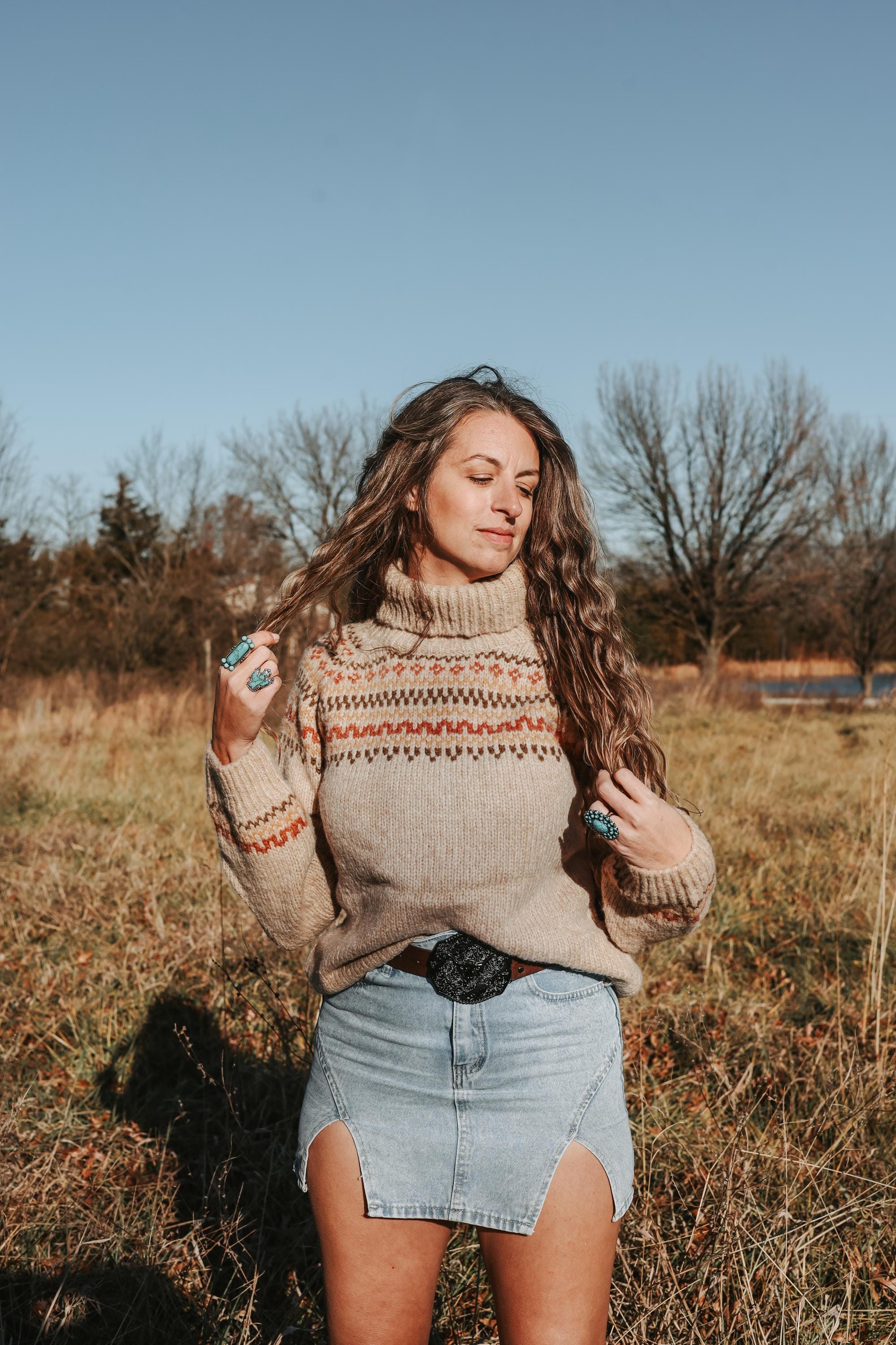 Checatow Western Aztec Sweater – Retro Southwest Tribal Knit Turtleneck ...