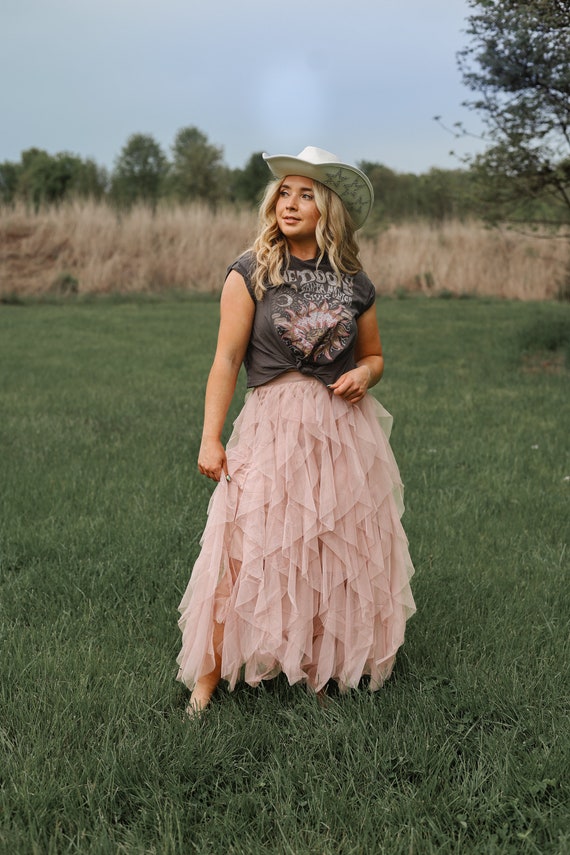 Desert Rose Skirt Dusky Pink Evening Modi Wedding Guest Outfit Anniversary Getaway Special Ocassion Fall Skirt Boho Western Aesthetic