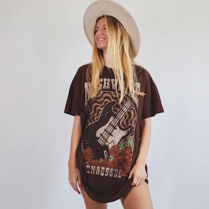 Nashville T-shirt Dress Western Boho Graphic Tee Dress Hippie Edgy Cowgirl Rodeo Country Festival Cowgirl Music City Concert Outfit