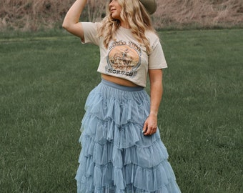 The Belle of the South Layered Skirt Country Western Wedding Guest Boho Western Festival Cotillion debutante Outfit Music Concert Midi