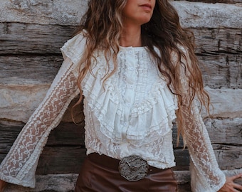 レディース Eaphi VINTAGE LIKE LACE BLOUSE offwhite