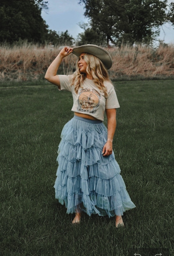 Casual Western Dress For Girls Belle Of The South Ruffle Layered Midi  Skirt: Country Western, Boho