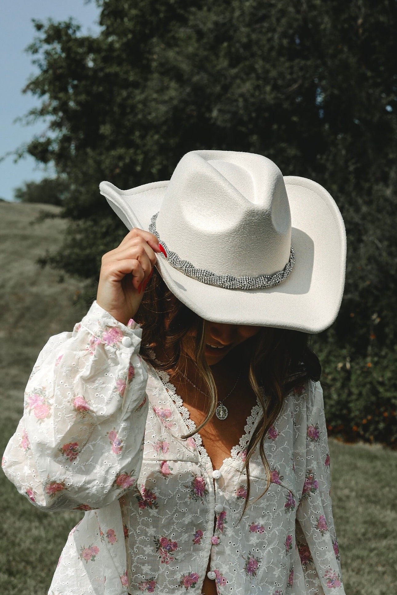 NWT Taupe Betty Cowboy Hat With Rhinestones Brim 3.5\' W Rhinestone Cowgirl Women main image 3