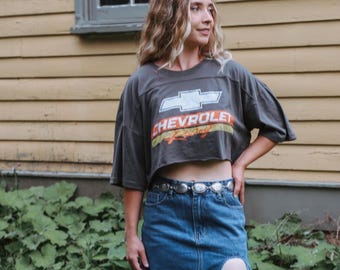Chevrolette Boxy Graphic Tee Vintage Wash Retro Oversized T-shirt Southern Country Western Concert T-shirt Women’s Crop Top