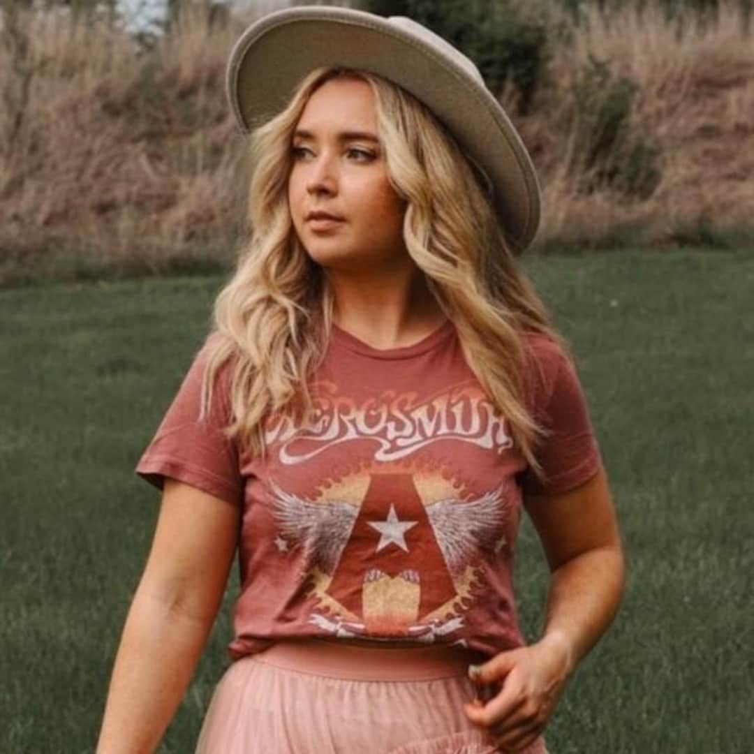 Cotton Aerosmith Women's Tee, Mineral Washed Graphic T-shirt