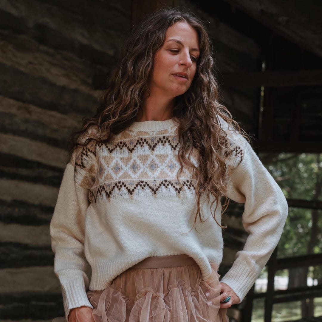 Country Ripped Sweater Whistle Point Country Mountain Sweater Women’s Western Style Tribal ...