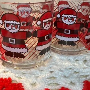 Vintage Luminarc Santa Graphic Christmas Mugs