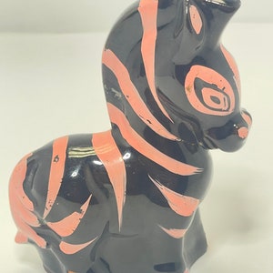 Vintage Redware pink striped zebra MCM 1950’s Kitschy