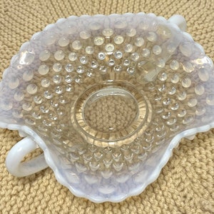 Vintage Fenton Moonstone Opalescent Hobnail Glass Decorative  Dish