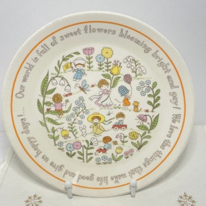 Gentle Friends Lenox 1970’s Child’s Plate, Happy Children and Flowers Plate