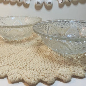 Vintage KIM Indonesia Set Of 2 Glass Bowls. Hearts, Roses, Fleur De Lsy