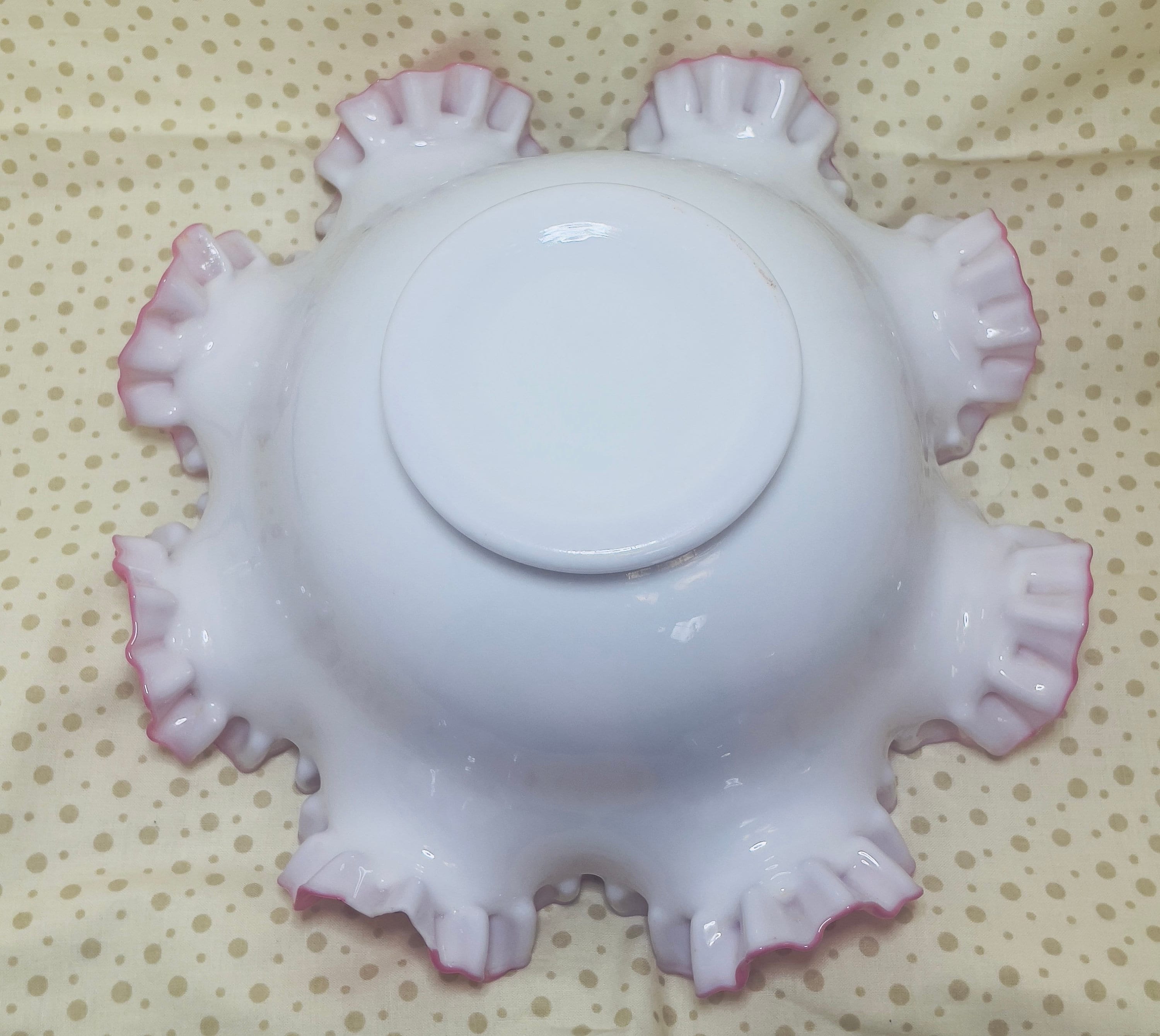 Antique Brides Basket Bowl Hand Painted Ruffled Pink Gold Etsy