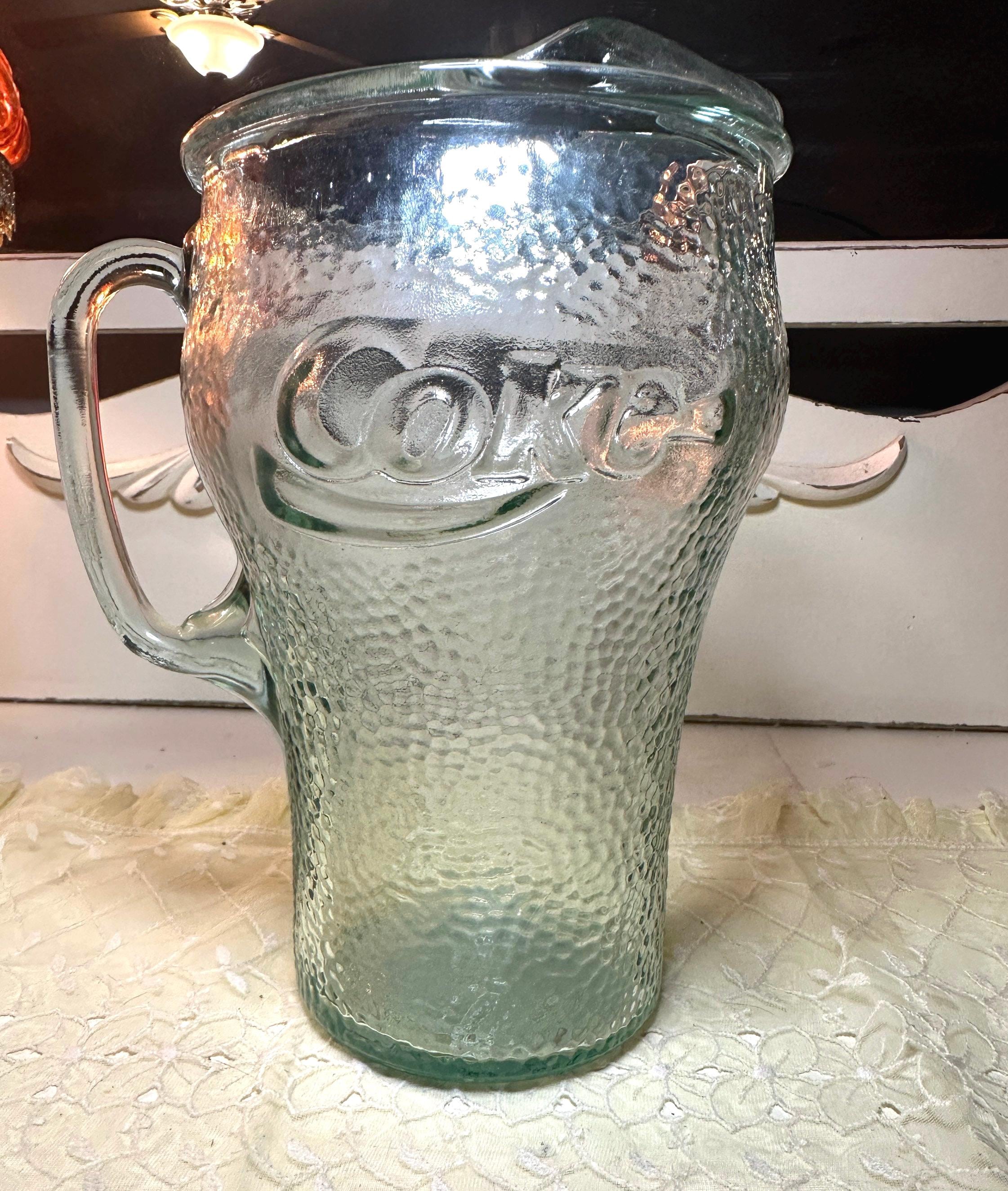 Vintage Coca-cola Coke Pebbled Green Duraglass Large Glass Pitcher Vintage Coca-cola Coke Pebbled Green Duraglass Large Glass Pitcher