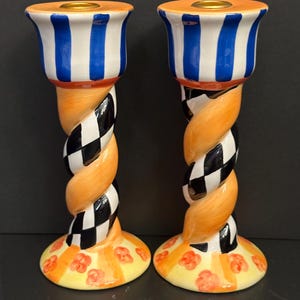 Vintage paar Wang&#39;s International psychedelische Halloween-kandelaars