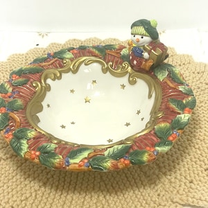 Fitz And Floyd Snowguys Decorative holiday plate.