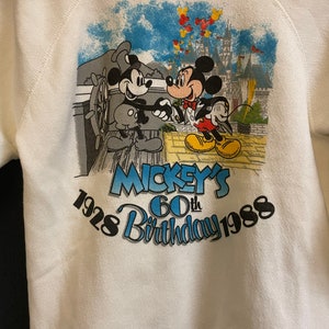 Vintage 80s Mickey Mouse 60th Birthday Bash White Crewneck Sweatshirt Child’s L 10/12