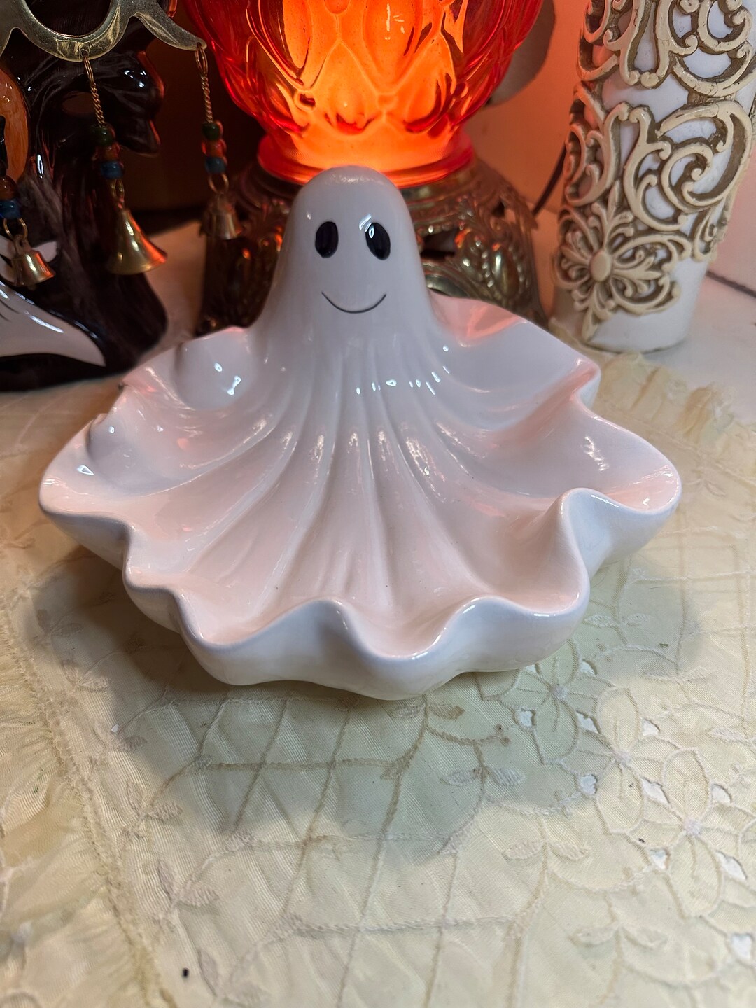 Vintage Ghost Candy Dish Halloween Ceramic Etsy