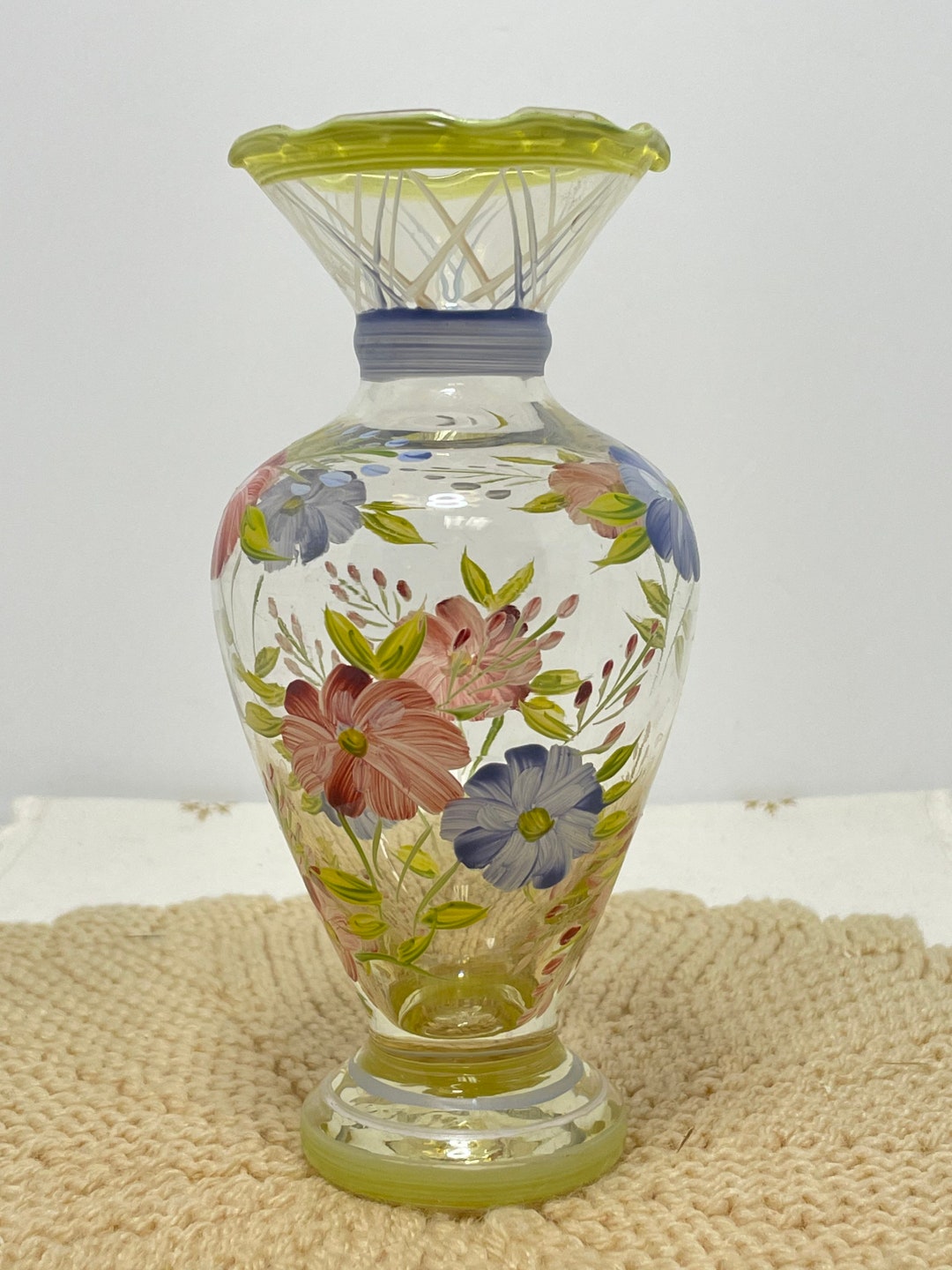 Vintage TRACY PORTER Handpainted Glass Bud Vase Flowers Etsy