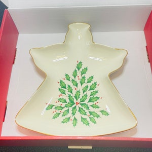 NEW LENOX American by Design Christmas Porcelain Angle holiday 9” Platter/Dish