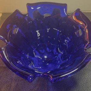 RARE Mikasa Cobalt( Sapphire) Blue Glass Center Piece Bowl  Czech Republic